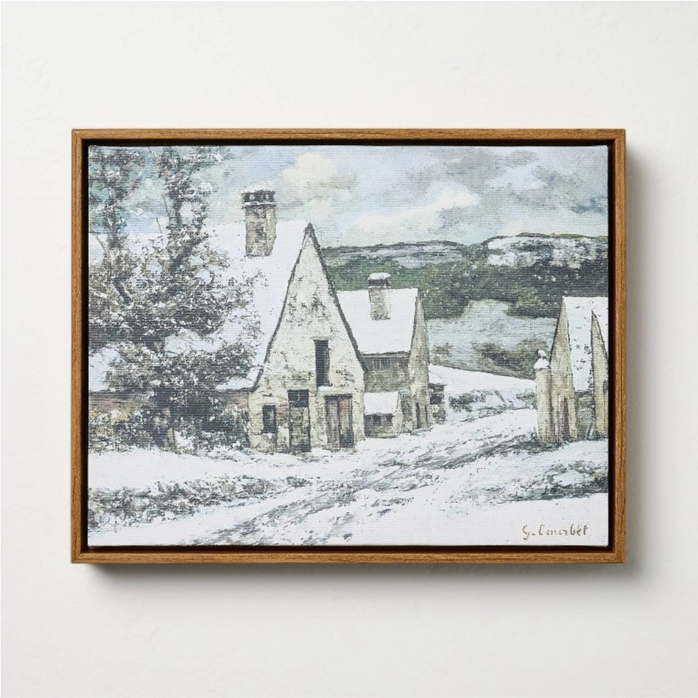 11"x14" Snowy Town Burlap Wall Art - Hearth & Hand™ with Magnolia
